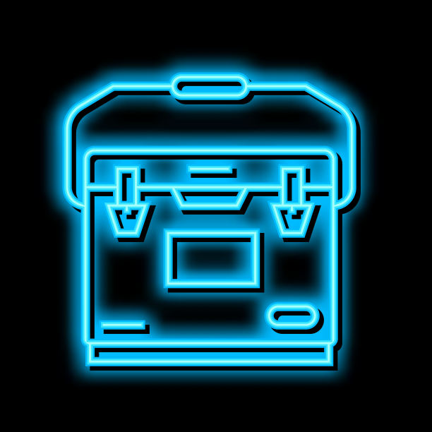 营地冷却器霓虹灯发光图标插图图片下载