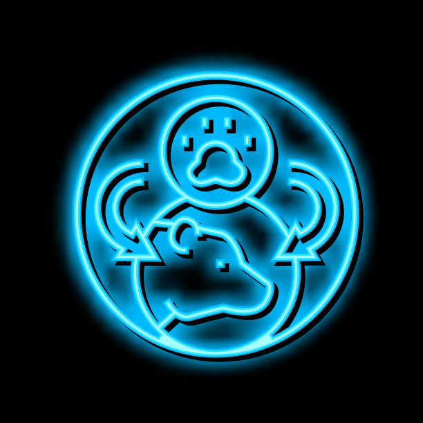 动物种群生态霓虹灯图标插图图片下载