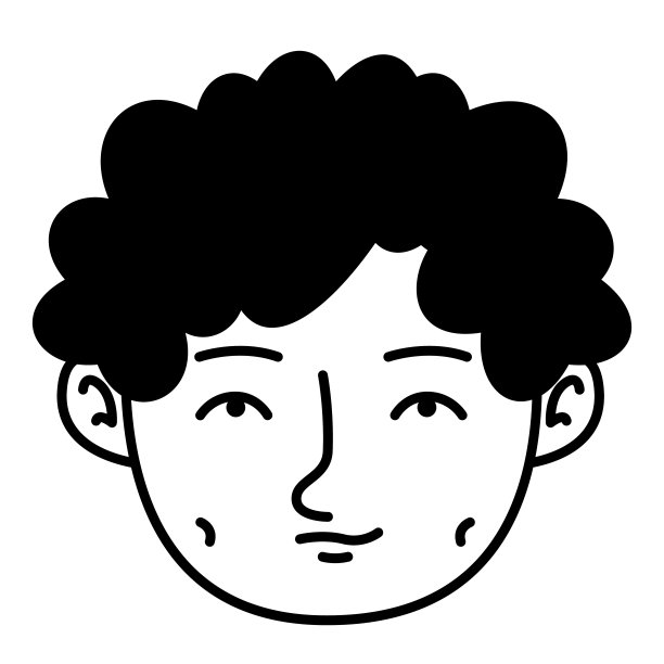 男性肖像，卷发，涂鸦风格。图片下载