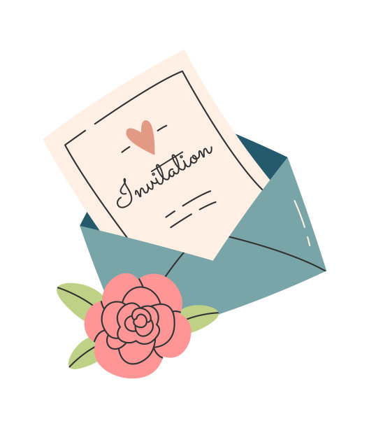 有玫瑰的婚礼请柬信封图片下载
