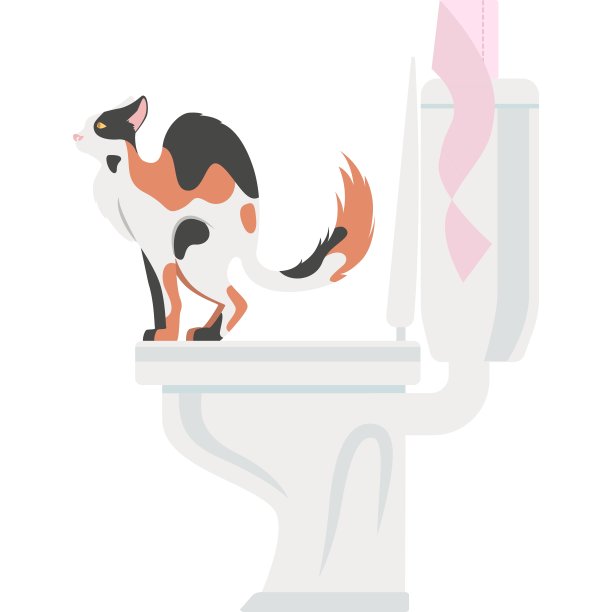 动物图标矢量智能猫在人类厕所使用图片下载