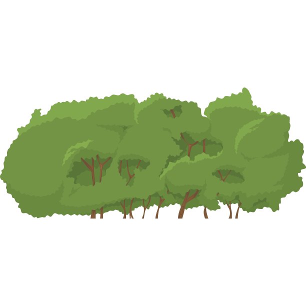 郁郁葱葱的树灌木矢量图标上的白色图片下载