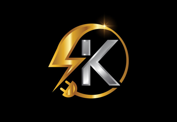 电气标志与字母K，电力标志，电力能源标志，图标矢量设计图片下载