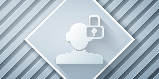 灰色背景上的剪纸风格封闭性格图标：内向心理矢量素材图片下载