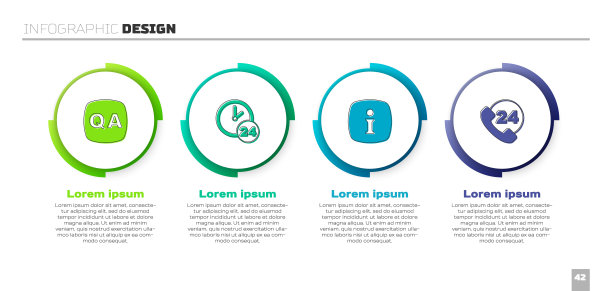 设置问题和回答，24小时时钟，信息和电话支持。业务信息图模板。向量图片下载