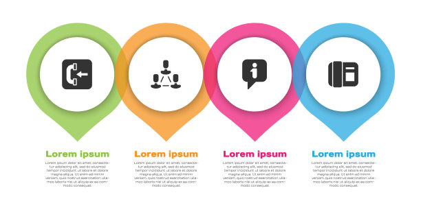 设置呼入电话、员工等级、信息和电话听筒。业务信息图模板。向量图片下载