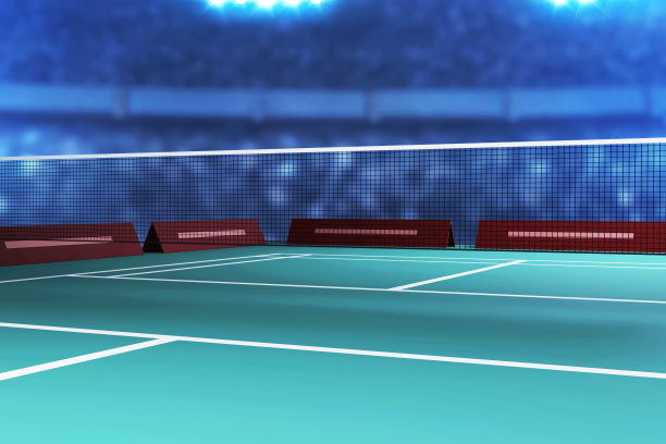 羽毛球场的3d插图图片下载