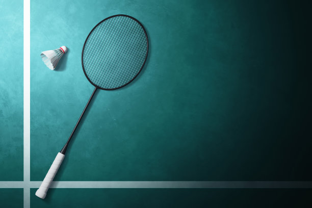 俯视图羽毛球设备的3d插图图片下载