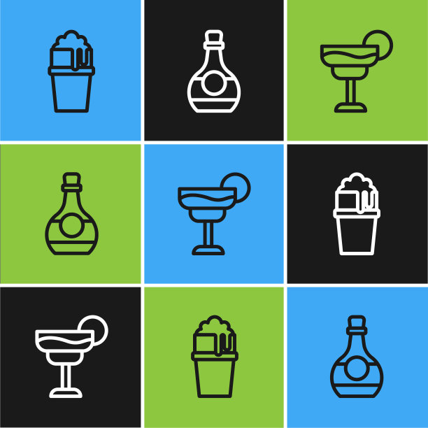 集啤酒、鸡尾酒、干邑或白兰地于一体。向量图片下载