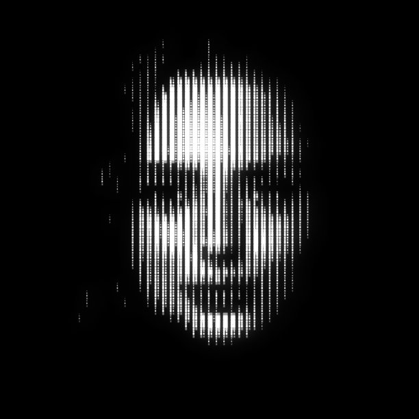 女子肖像插图在半色调黑白电视屏幕像素图案图片下载