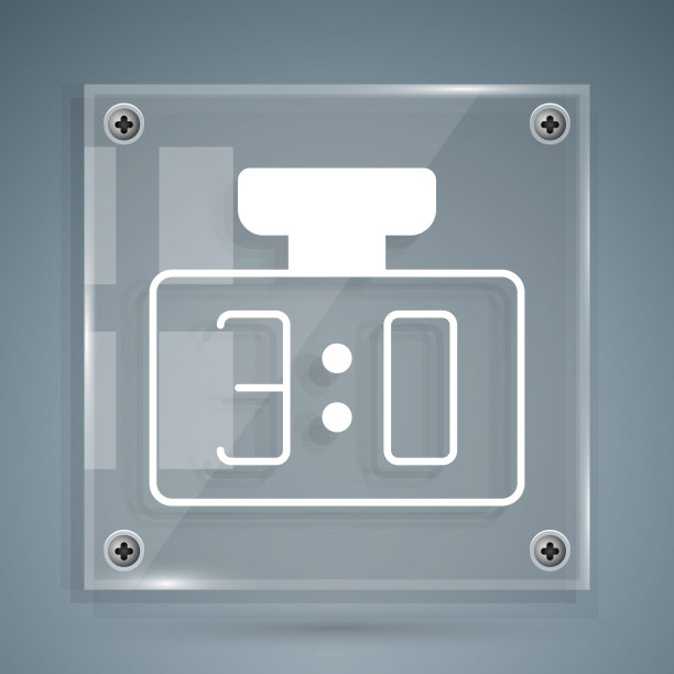 白色运动机械记分牌和结果显示图标隔离在灰色背景上。方形玻璃面板。向量图片下载