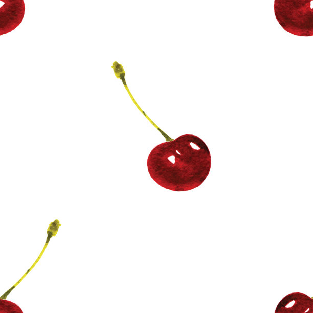 樱桃浆果水彩无缝图案图片下载