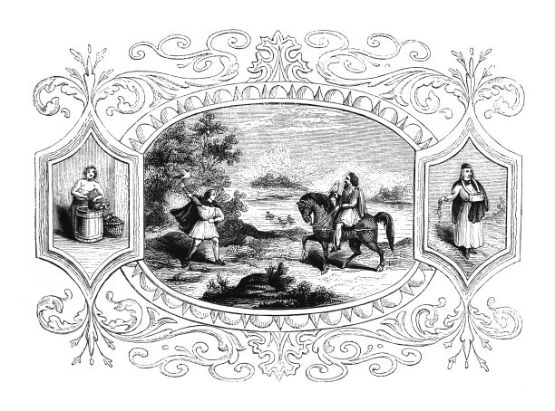 盎格鲁-撒克逊十月的象征-复古雕刻插图图片下载