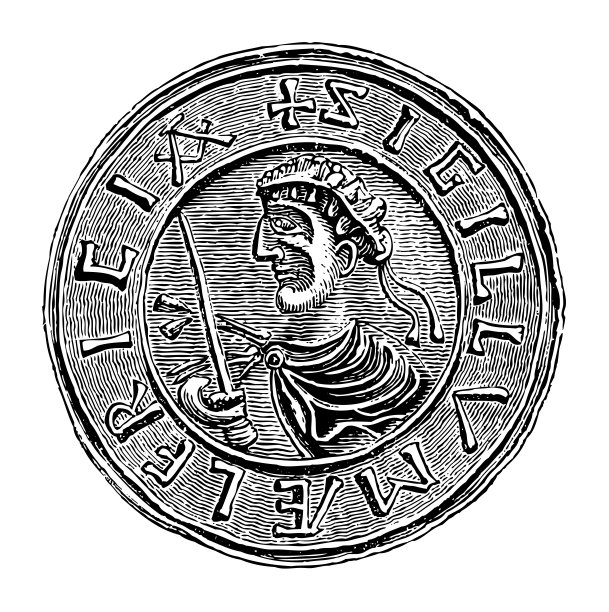 阿尔弗里克·希尔德的盎格鲁-撒克逊印章-麦西亚伯爵(970-980)-古刻插图图片下载