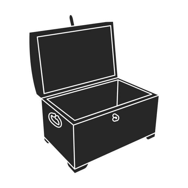 箱子宝藏图标黑色标志孤立上图片下载