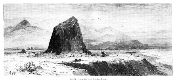 俄罗斯河附近的玄武岩岩层，加利福尼亚，美国，地理图片下载