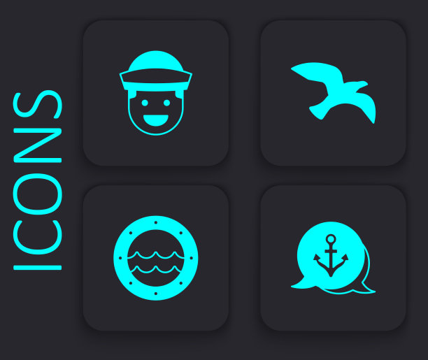 锚水手鸟海鸥和船舷窗图片下载