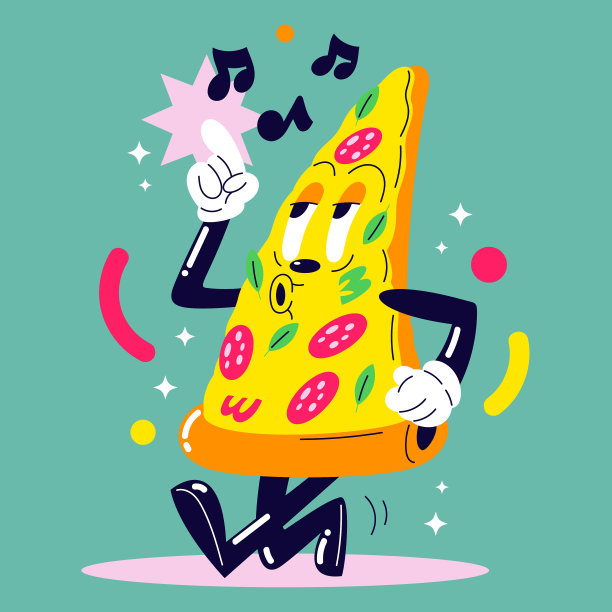 有趣的行走卡通快餐在复古风格股票复古插图图片下载