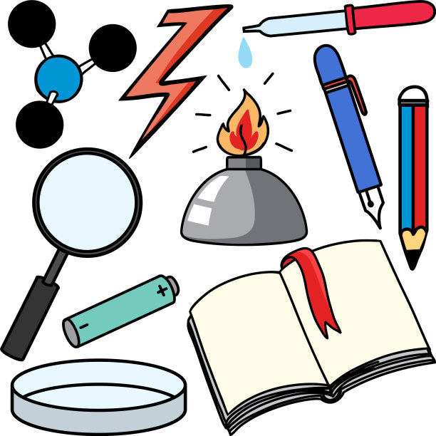 彩色科学对象和图标矢量集图片下载