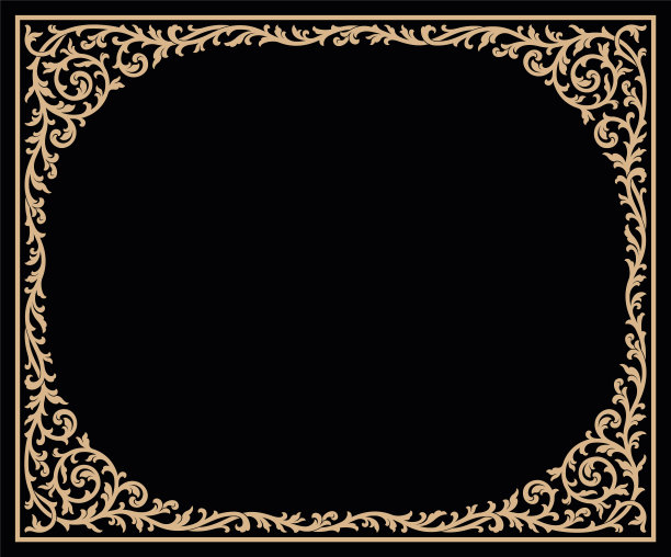 长方形复古花卉框架与复古装饰模式在古董巴洛克风格图片下载