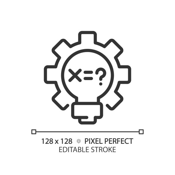 数学中的STEM像素完美线性图标图片下载