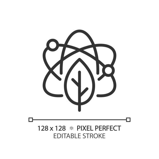 生物学中的STEM像素完美线性图标图片下载