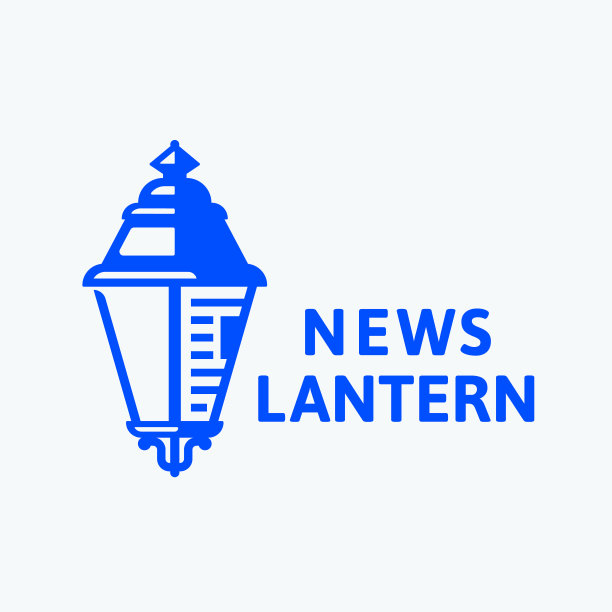 新闻灯笼抽象矢量符号，符号或徽章模板。传统的复古路灯剪影与合并报纸。图片下载