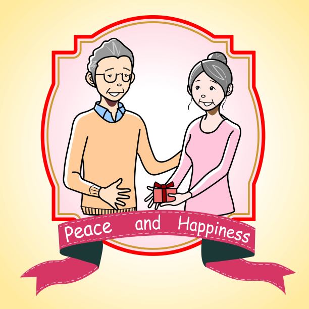 老夫妇互赠礼物图片下载