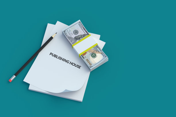 一叠纸上刻着出版社附近的钱。印刷书的概念。作者的费用。最好的卖家。副本的空间。三维渲染图片下载