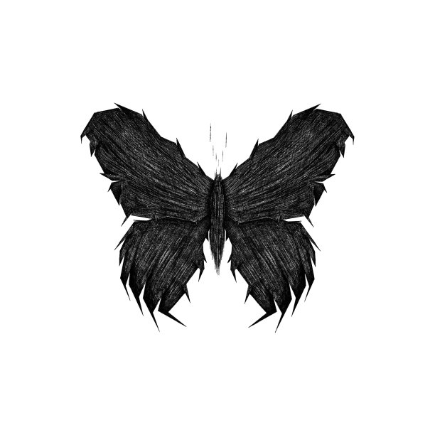 深色蝴蝶插画，纹身设计图片下载