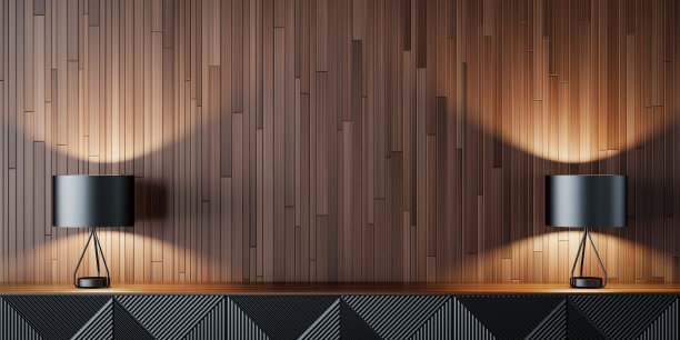 黑色豪华现代复古风格的客厅内饰图片下载