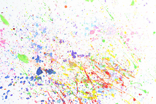 水彩溅在白纸上，五彩缤纷的艺术设计图片下载