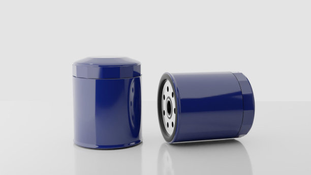 深蓝色机油过滤器，逼真的3d渲染图片下载
