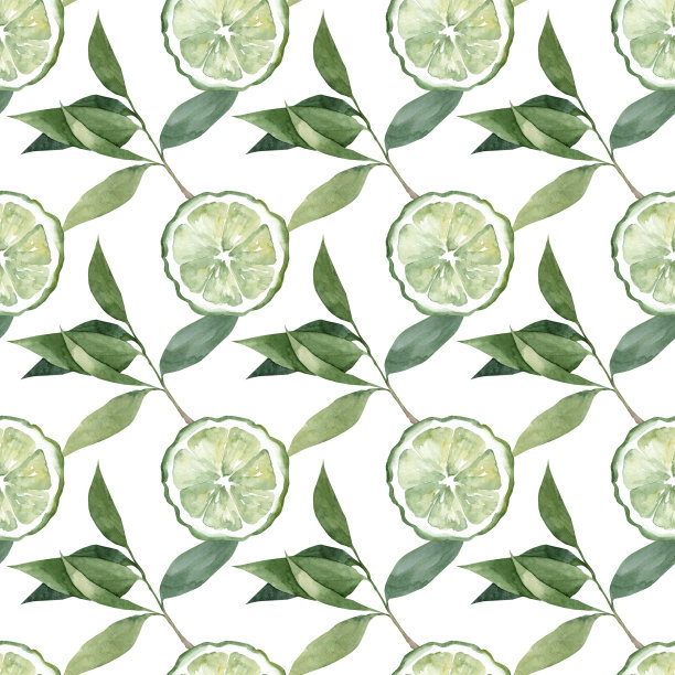 无缝水彩图案与佛手柑图片下载