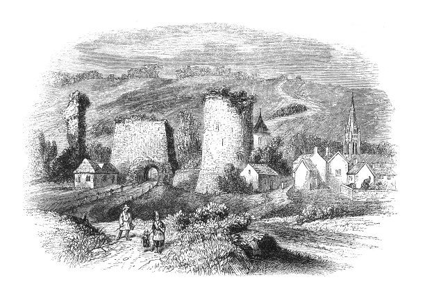 在诺曼底的利利邦城堡(法国)-复古雕刻插图图片下载