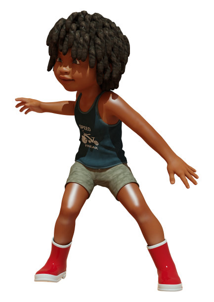 3D渲染非洲男孩在白色图片下载