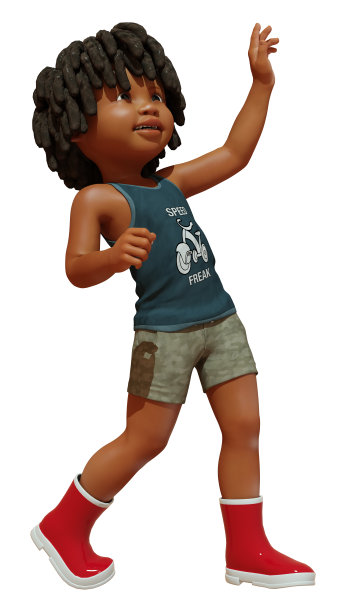 3D渲染非洲男孩在白色图片下载