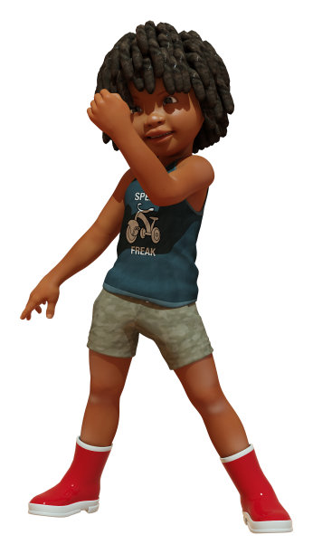 3D渲染非洲男孩在白色图片下载