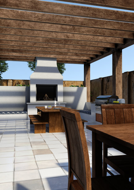 3D渲染户外厨房图片下载
