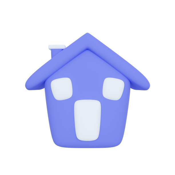 3d房屋图标。卡通图标极简风格。蓝色和白色。概念买房，卖房，按揭，房地产网站。3d渲染插图。图片下载