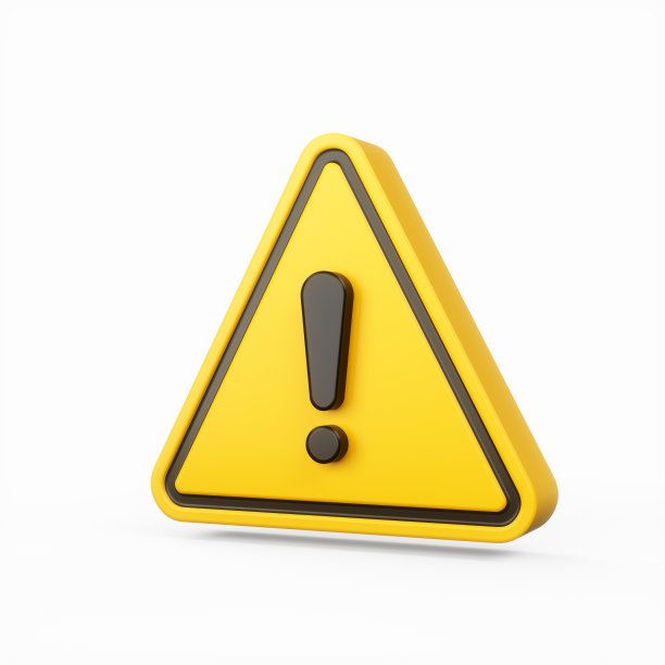 3D渲染黄色警告标志与感叹号孤立的白色背景图片下载