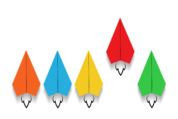 领导和商业竞争的概念与纸做的飞机图片下载