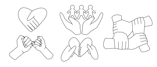 和解的概念。手牵着手，心连心。和解的概念。线条样式图片下载
