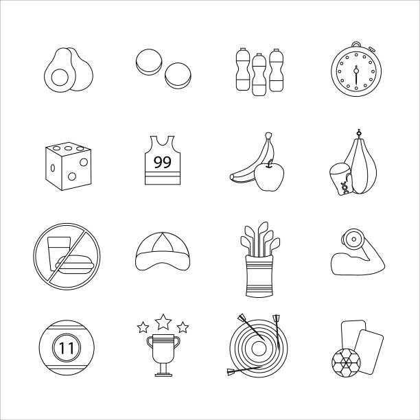 一套轮廓体育图标图片下载
