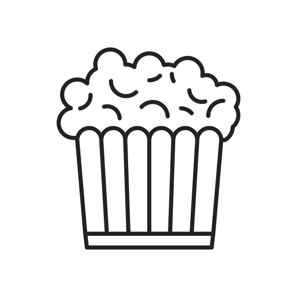 爆米花图标。高质量的黑色矢量插图。图片下载