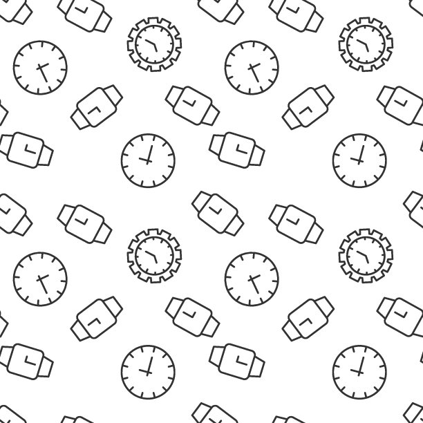 无缝矢量单色模式的时钟和手表的封面，商店，包装，网站，应用程序图片下载