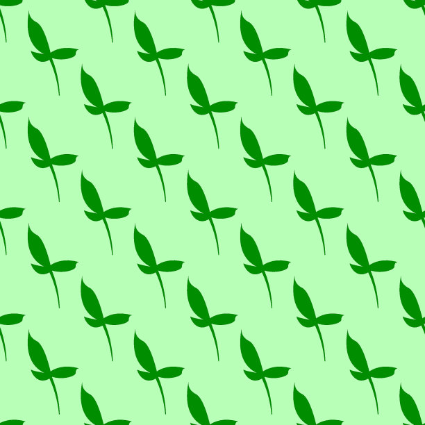 矢量无缝模式的绿叶在浅绿色的背景。适用于网站，纺织品，织物，壁纸图片下载
