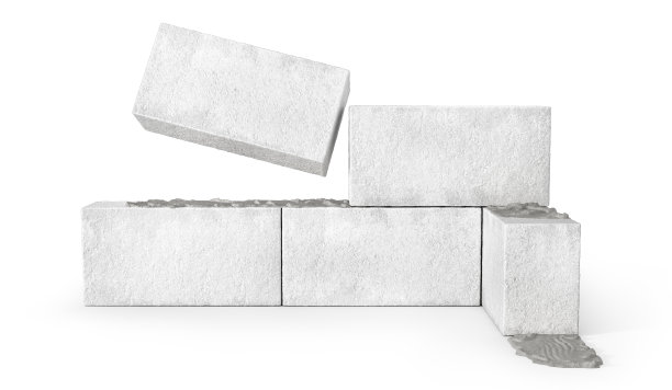 建筑块孤立在白色背景上。三维演示图片下载