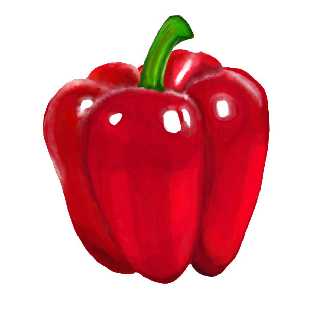 水彩和油画红灯笼椒图纸的元素隔离在白色背景。图片下载