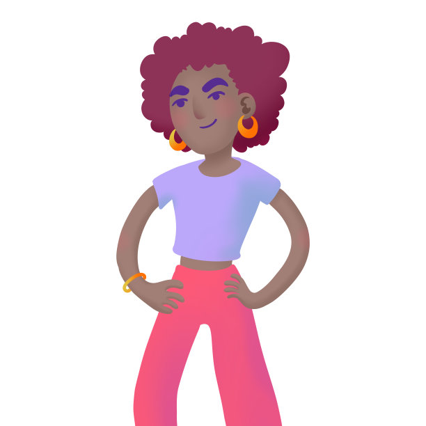 插图一个快乐的微笑的女孩与流行的颜色图片下载